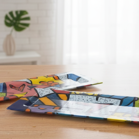 Bandeja artesanal de vitrofusión – Diseño colorido y moderno