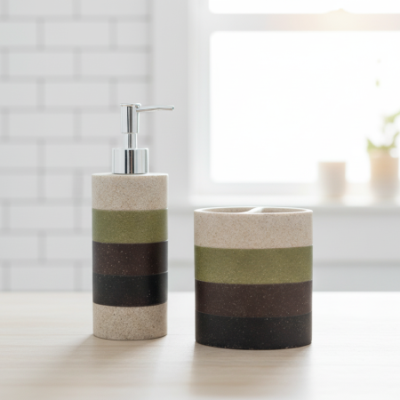 Set de Baño en Resina – Diseño Natural en Tonos Tierra